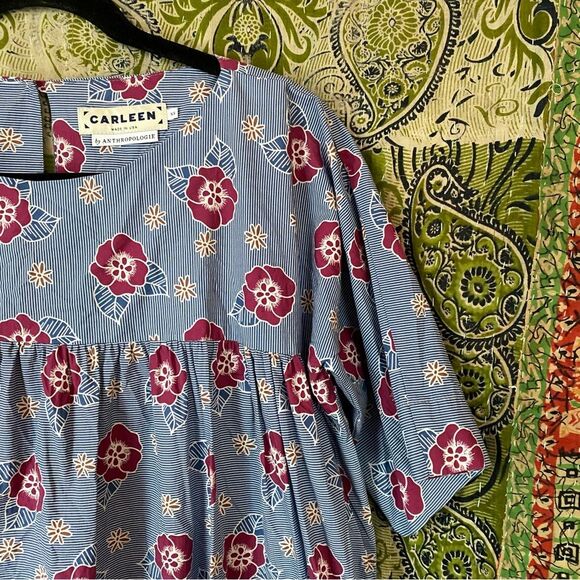 Carleen x Anthropologie Floral Michel Tent Tunic Midi Dress Size Extra Small - Picture 10 of 16